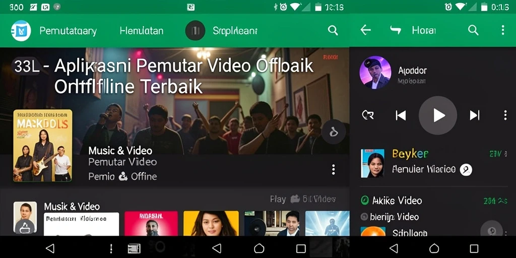 Tampilan antarmuka aplikasi Pemutar Video Offline 33L yang modern dan user-friendly.