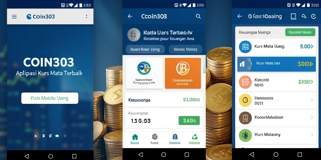 Antarmuka COIN303 menunjukkan grafik nilai tukar mata uang yang informatif.