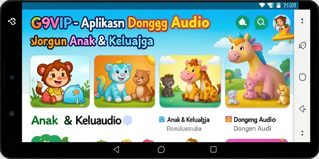Antarmuka menarik G9VIP yang memudahkan akses dongeng audio.