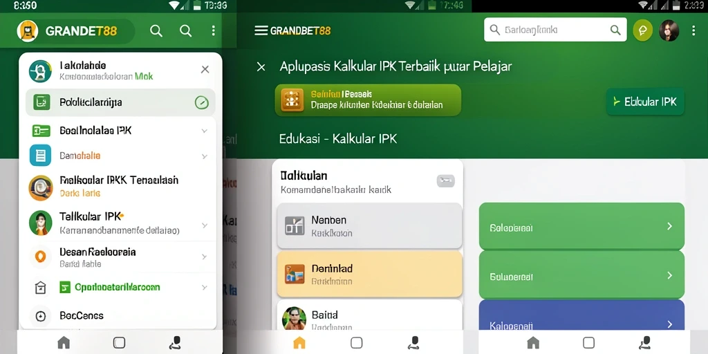 Antarmuka aplikasi GRANDBET88 saat menghitung Kalkulator IPK yang mudah digunakan.