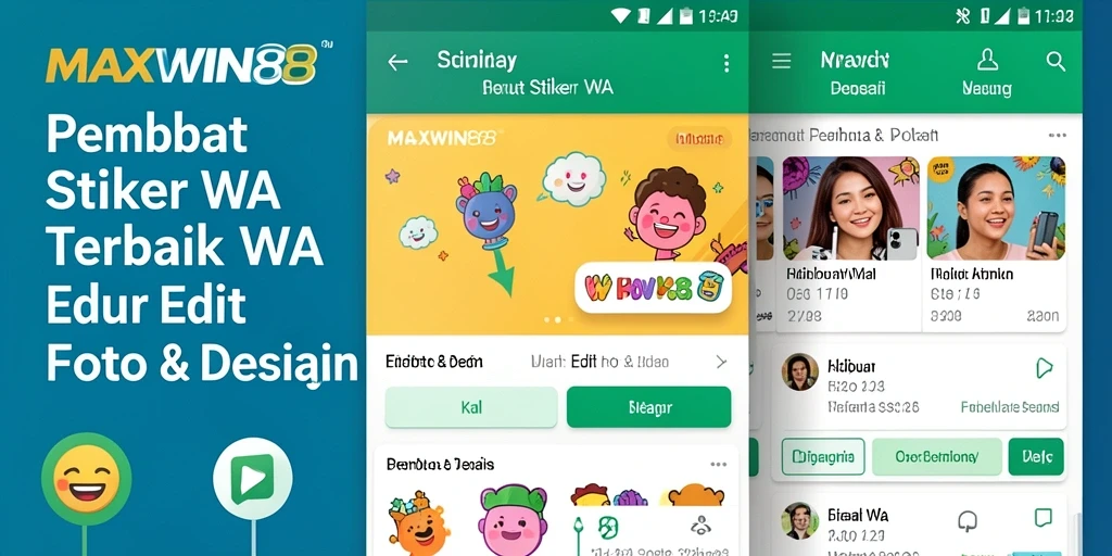 Tampilan antarmuka aplikasi MAXWIN88 sebagai Pembuat Stiker WA.