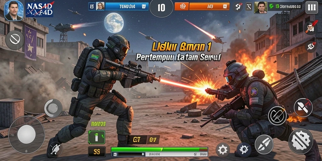 Screenshot utama NASA4D menampilkan duel seru dalam Tempur 1 Lawan 1.