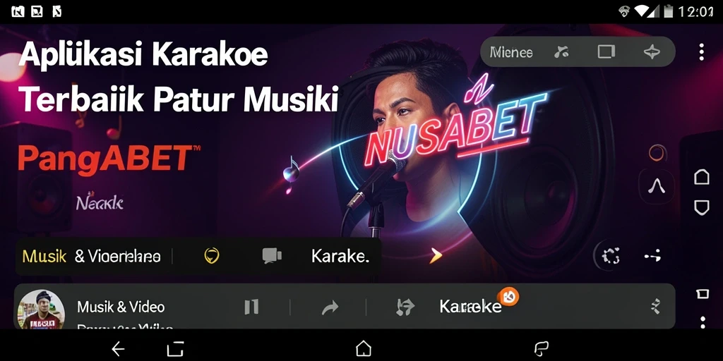 Tampilan antarmuka NUSABET yang menarik untuk bernyanyi karaoke.